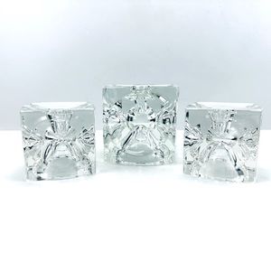 Peill & Putzler Glass Ice Cube Candle Holders Lot Vintage MCM Clear